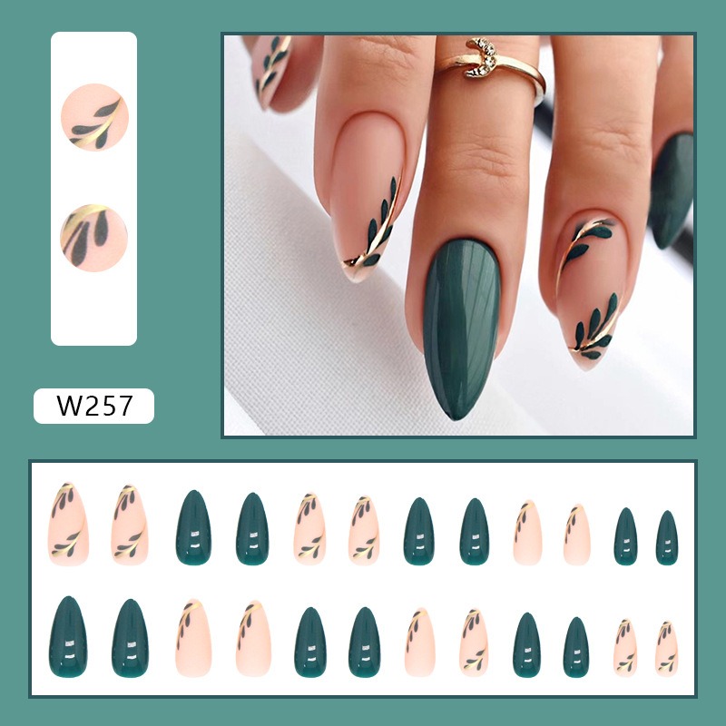 24 ピース/セットミディアムレングスアーモンドプレス爪ウェ - Nail Art Press On のレビューと価格