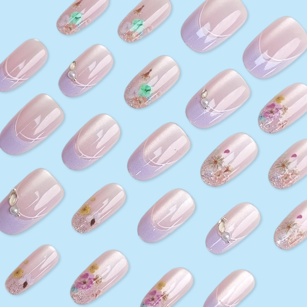 キャットアイフレンチマニキュアチップアート3Dアクリルつけ爪 - Nail Art Pink のレビューと価格