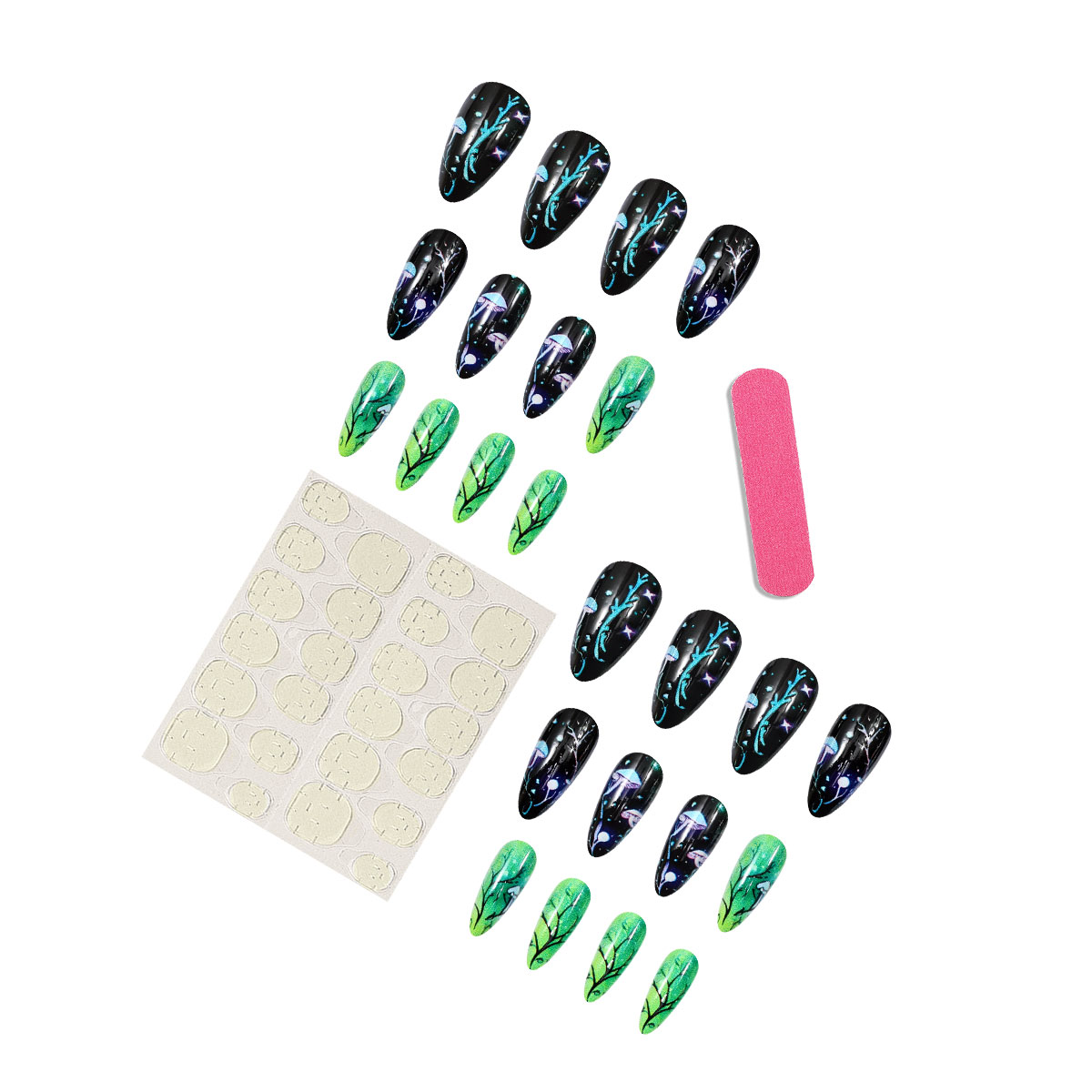 アーモンド型のつけ爪、マッシュルーム型のつけ爪、リーフスムッ - Nail Art Press On のレビューと価格