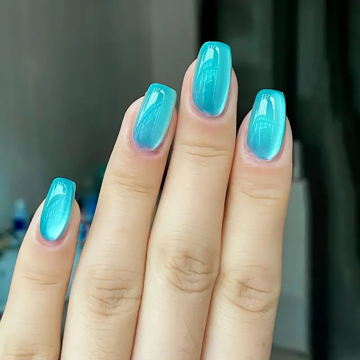 女性のための短い正方形の偽のバレエネイル,光沢のある,緑,青 - Nail Art Pink のレビューと価格