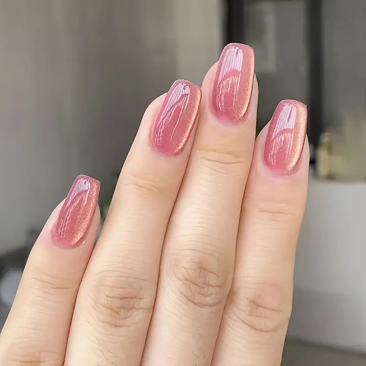 女性のための短い正方形の偽のバレエネイル,光沢のある,緑,青 - Nail Art Pink のレビューと価格