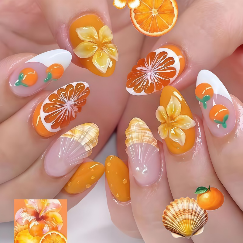 2026年新作 30枚入り 3Dフルーツオレンジ ウェアラブ - Nail Art Orange のレビューと価格