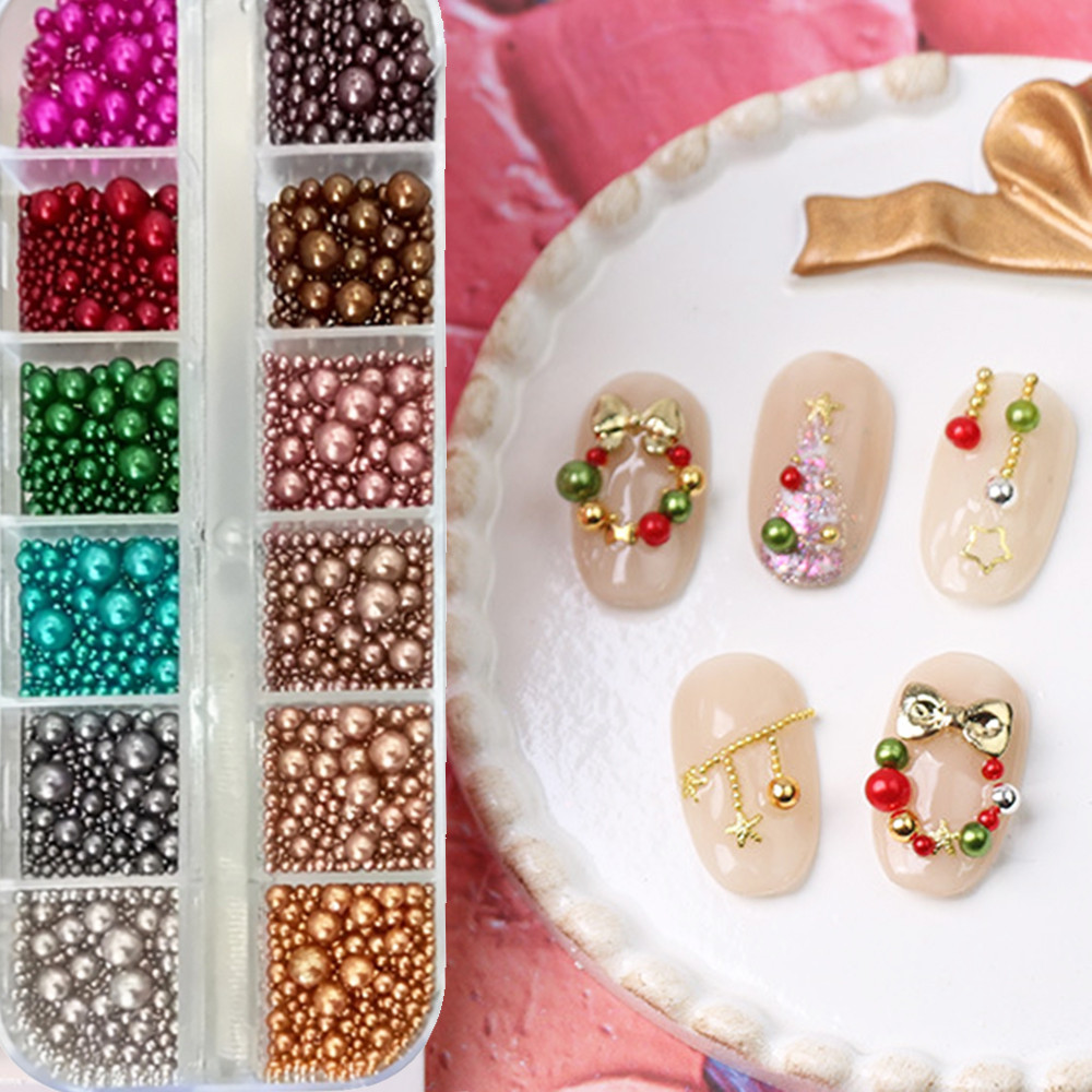 12色ミックスサイズネイルパールラインストーン、マニキュアD - Nail Art Valentines Day のレビューと価格