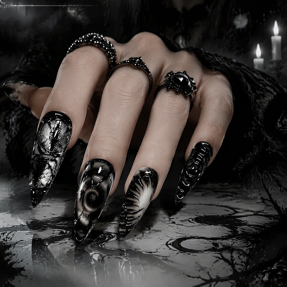 スティレットゴシックプレスオンネイル30枚入り 光沢アクリル - Nail Art Press On のレビューと価格