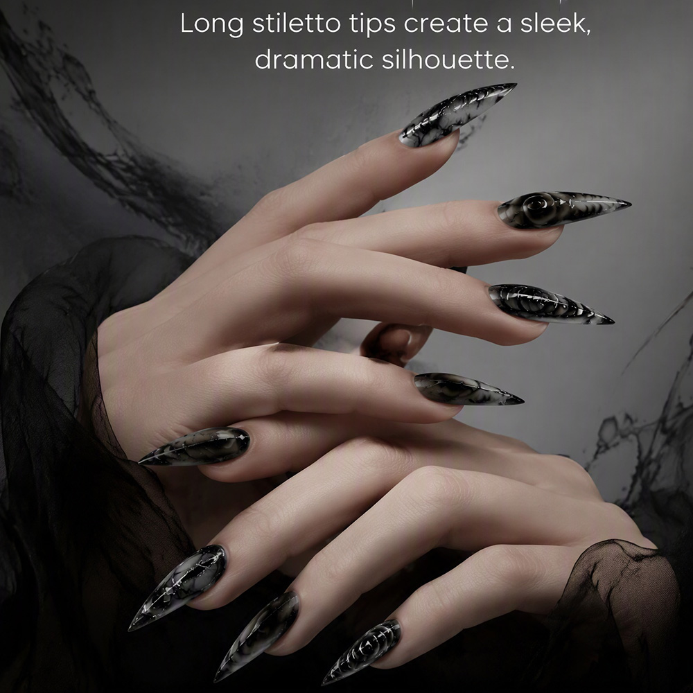 スティレットゴシックプレスオンネイル30枚入り 光沢アクリル - Nail Art Press On のレビューと価格