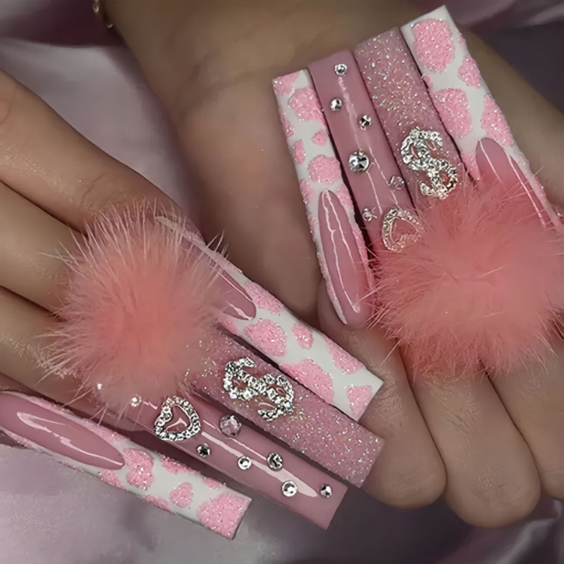 24 個エクストラロングスクエアプレス爪愛パターンデザインフ - Nail Art Press On のレビューと価格