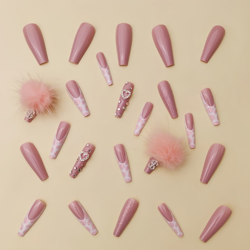 24 個エクストラロングスクエアプレス爪愛パターンデザインフ - Nail Art Press On のレビューと価格