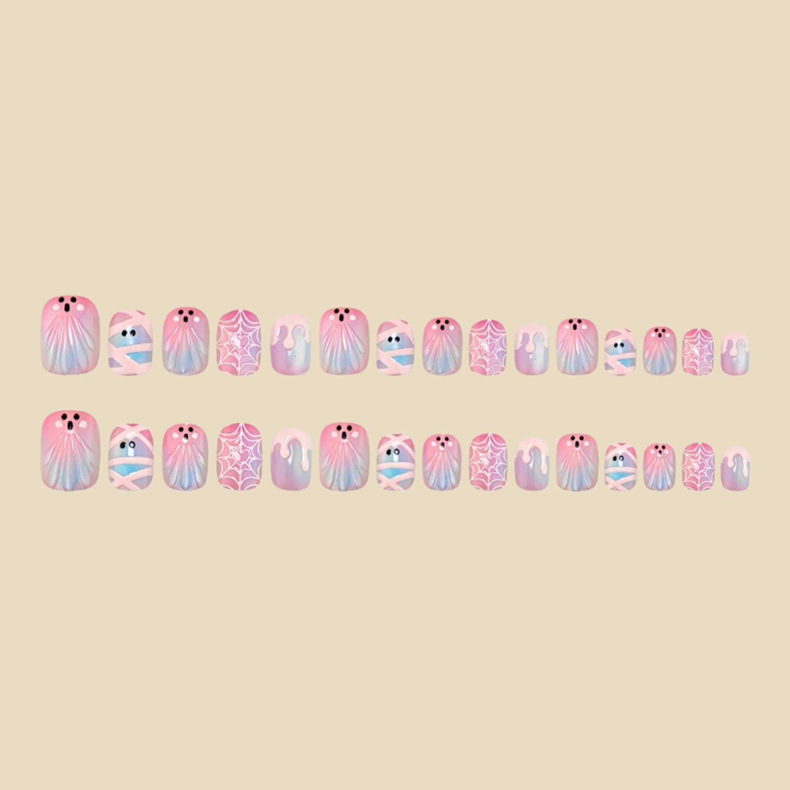 ハロウィン風の可愛いデザインが施された、3D立体感のあるつけ - Nail Art Press On のレビューと価格